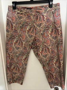 Women’s Talbots Paisley Heritage Cropped Pants Size 16 Petite Cotton - Photo 1/5