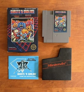Ghosts ‘N Goblins (Nintendo NES) CIB 5 Screw Hangtab Intact CIRCLE SOQ 1st Print - Picture 1 of 15
