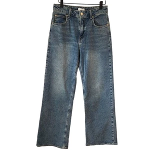 NWT H&M Wide Leg Denim Jeans Medium Wash Stretch Classic Women's 8 - Picture 1 of 9