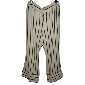 Tahari Linen Blend stripe wide leg trousers Pants - Picture 1 of 8