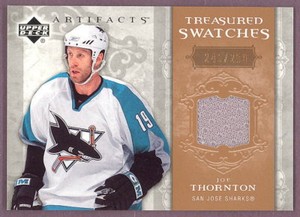 2007-08 U D Artifacts Treasured Swatches Game Used /250 JOE THORNTON Sharks