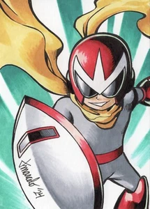 ORIGINAL Mega Man - Proto Man 1/1 Hand Drawn Sketch Card ACEO Art - Picture 1 of 3