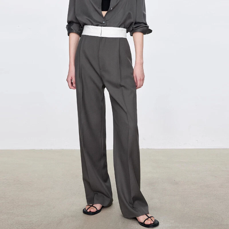 Womens THE ROW Spring Double-pleated Wide-leg High-waisted Straight-leg Pants - Image 1 of 4