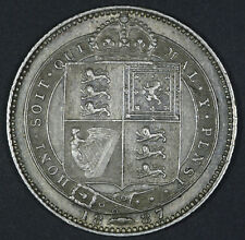 1887 UK Great Britain Shilling KM# 761 Sterling Silver Coin gEF+