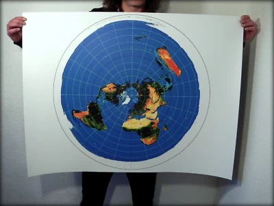 FLAT EARTH POSTER: Azimuthal Equidistant Projection - USGS Nautical Radar Map XL - Image 1 of 4