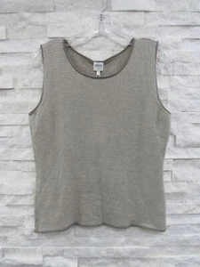 NWT Giorgio Armani Collezioni Taupe Stripe Soft Wool Sweater Knit Top Tank 16 - Picture 1 of 4