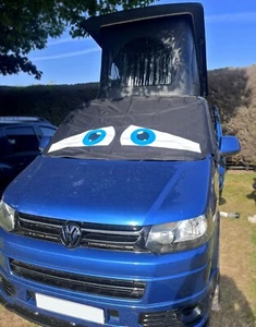 VW T5 Black Out Blinds Window Screen Cover Frost Protection Wrap Eyes Blue - Picture 1 of 5