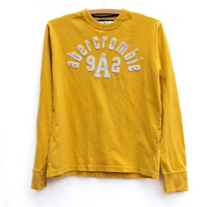 Abercrombie Kids Long Sleeve Sweatshirt Boy L Yellow Logo Applique Vintage Y2K - Picture 1 of 3