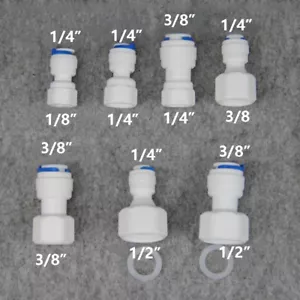 Accesorios de rosca hembra de conexión rápida recta de 1/4" 3/8" ósmosis inversa de agua RO - Imagen 1 de 5