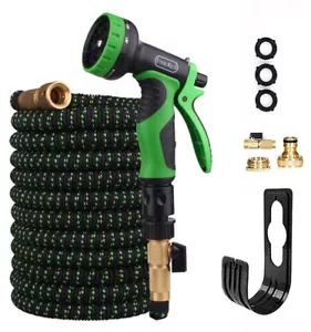 100FT Expandable Flexible Garden Hose Pipe With Brass Fittings, Spray Gun (ORNG) - Picture 1 of 8