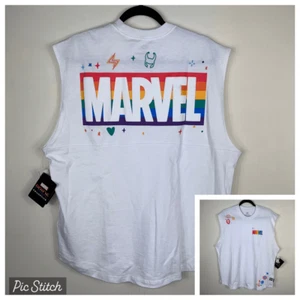 Disney Parks Marvel Symbols Sleeveless Pride Top in Large - Picture 1 of 16