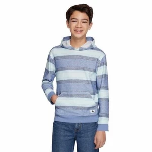 QUIKSILVER BOYS Baja Stripe Logo Pocket L/S Hoodie XL 16 18 Yrs Sea Glass Blue - Picture 1 of 10