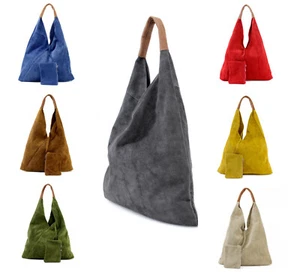 Bolso de hombro holgado de cuero gamuza para mujeres Bolso de mano suave para damas VP150 - Imagen 1 de 13