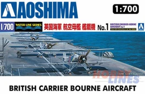 British Carrier Bourne Aircraft #1 FAIREY PESCE SPADA X 8 SECONDA GUERRA MONDIALE 1:700 AOSHIMA 05942 - Foto 1 di 3