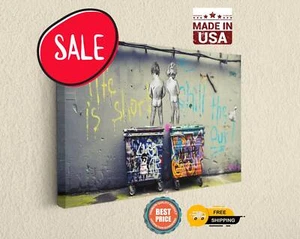 Banksy Canvas Print Peeing Boys Wall Art Ready To Hang Fine Art Print - Picture 1 of 8