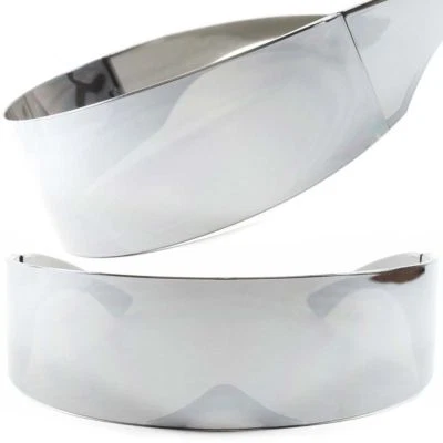 Fantasia de festa anime cosplay ficção científica futurista cromo completo espelhado óculos de sol - Imagem 1 de 4