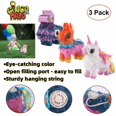 3Pcs Donkey Pinatas with Hanging Loop for Fiestas Mexican Cinco de Mayo Decor - Image 1 of 4