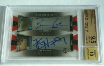 2005 Трилогия KIRK HINRICH BEN GORDON #ed 7/75 Джерси #ed 1/1 BGS 9.5 Gem Auto 10 - Изображение 1 из 2