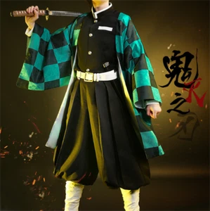Anime Demon Slayer Kamado Tanjirou Cosplay Full Suit Uniform Halloween Costumes - Picture 1 of 16