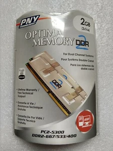 PNY Technologies Optima 64A0TFTHE-HS 2GB (2 x 1GB) PC2-5300 DDR2-667 PC Memory - Picture 1 of 3