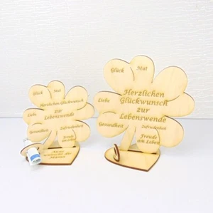 Regalo Dinero Cambio de Vida con Nombre Deseado 11cm o 16cm Trébol de Madera - Imagen 1 de 9