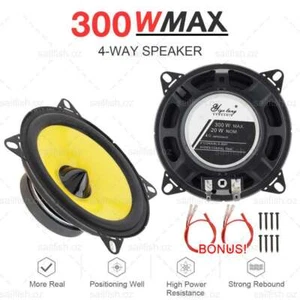 4 Inch 300W Max 2-Way HiFi Coaxial Car Audio Speakers Pair Full Range Ultra-thin - Picture 1 of 12