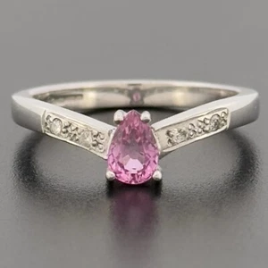 9ct White Gold Pink Sapphire & Diamond Cluster Ring Size N Hallmarked - Picture 1 of 9