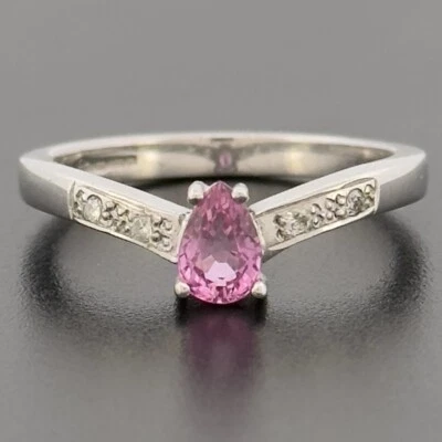 9ct White Gold Pink Sapphire & Diamond Cluster Ring Size N Hallmarked - Image 1 of 4