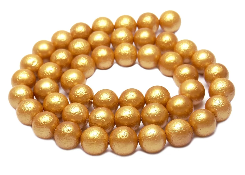 😏 Muschelkernperlen goldfarbene Kugeln mit strukturierter Oberfläche 8 mm 😉 - Bild 1 von 1