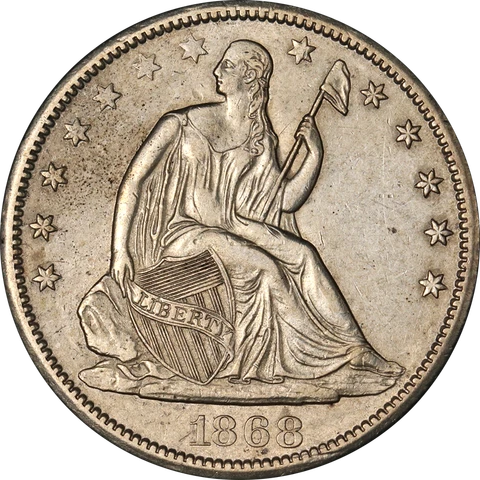 1868-S Seated Half Dollar Choice AU/BU Great Eye Appeal Strong Strike Cover