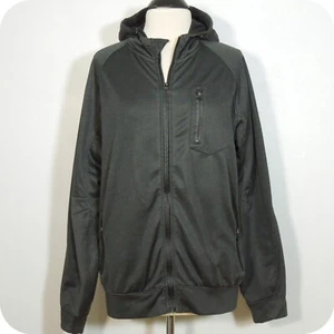 FOOT LOCKER Mens M MEDIUM Premium Fleece Dark Grey Zip Hoodie Sweatshirt - Picture 1 of 12
