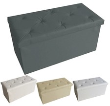 PUFF POUF CONTENITORE ECOPELLE PANCA BAULE IMBOTTITO TRAPUNTATO ROMBO 4 COLOR