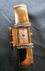 Anne Klein 15mm Diamant Schweizer Uhr vergoldet Armband verstecktes Zifferblatt - Bild 1 von 5
