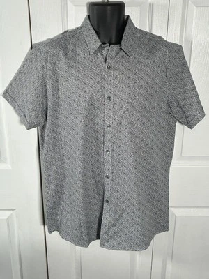 Marc Anthony эластичной Slim Fit синий белый цветочный манжеты рукав на пуговицах размер L - Изображение 1 из 4