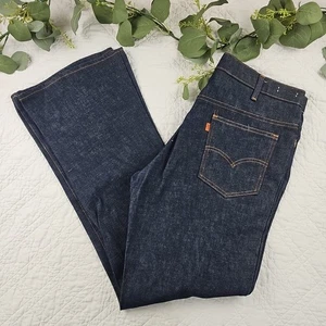 Jeans vintage Levi's Orange Tab blu scuro amidato taglia 36 x 34 svasati bootcut - Foto 1 di 14