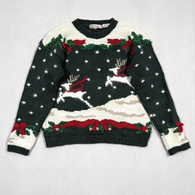 Suéter Vintage Navidad Mujer M Invierno Reno Nieve Arcos Años 90 Lauren Hansen Foto 1 de 4