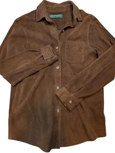 Arandu Echt Wildleder Leder Hemd Unisex XS Schokobraun Western - Bild 1 von 8