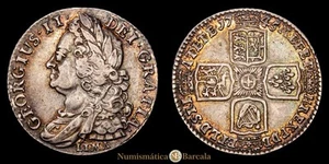 Gran Bretaña - Georg II 1 Schilling (5,98g) 1745 Lima Spink - 3703 vz - Bild 1 von 3