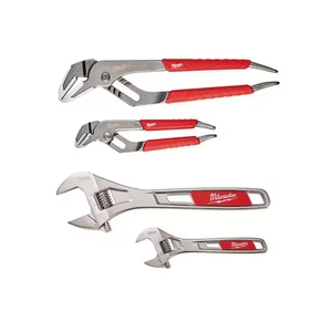 6 In. and 10 In. Straight-Jaw Pliers Set with 6 In. and 10 In. Adjustable Wrench - Picture 1 of 12