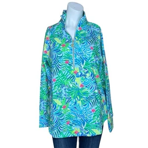 Lilly Pulitzer Leona UPF 50+ Skipper Popover Multi Via Parigi Gr. M Neu mit Etikett - Bild 1 von 15