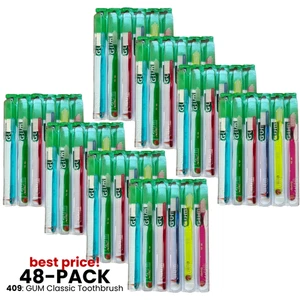 409: GUM Classic Zahnbürste, kompakter Kopf, weiche Borsten mit Gummistimulator - Bild 1 von 2