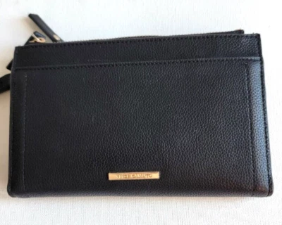 Cartera de muñeca de cuero negra vintage para mujer Vince Camuto compartimentos con cremallera para tarjetas Foto 1 de 4