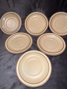 Pfaltzgraff Village Vintage Lot of 6 Coffee Tea Saucers Castle Mark Made In USA - Picture 1 of 8