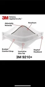 NEU! 3M 9210+ Aura N95 Partikel Atemschutzmaske Gesichtsmasken NIOSH zugelassen 10 Stück - Bild 1 von 6