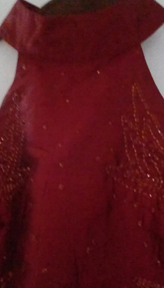 French Connection  Pure Silk Maroon Sequinned Halter Top szL. Party/Festival. - Image 1 of 3