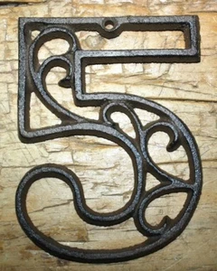 Rustic BROWN Cast Iron Metal House Number Street Address 4 1/2 INCH Phone # 5 - Picture 1 of 1