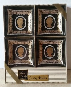 Compañeros de tarjetas originales artesanales de vidrio con cabeza de mujer y detalles dorados de colección nuevos en paquete - Imagen 1 de 5