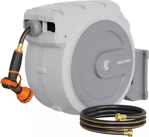 Einziehbare Gartenschlauchtrommel, 5/8 Zoll x 90 Fuß Schwerlast Schlauchtrommel mit 9 Mustern - Bild 1 von 12