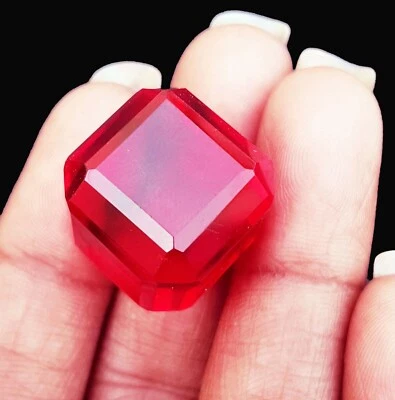 Brazilian Red Topaz Cube Loose Gemstone 47.40 Ct Certified With Free Gift - Image 1 of 4