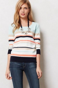 Anthropologie HWR Monogram Striped Palisades Sweater Pullover Cotton Small Multi
